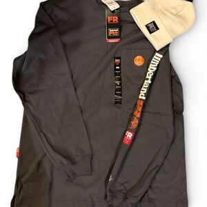 NWT Mens Large Timberland PRO Grey Long Sleeve fire-resistant shirt & Hat